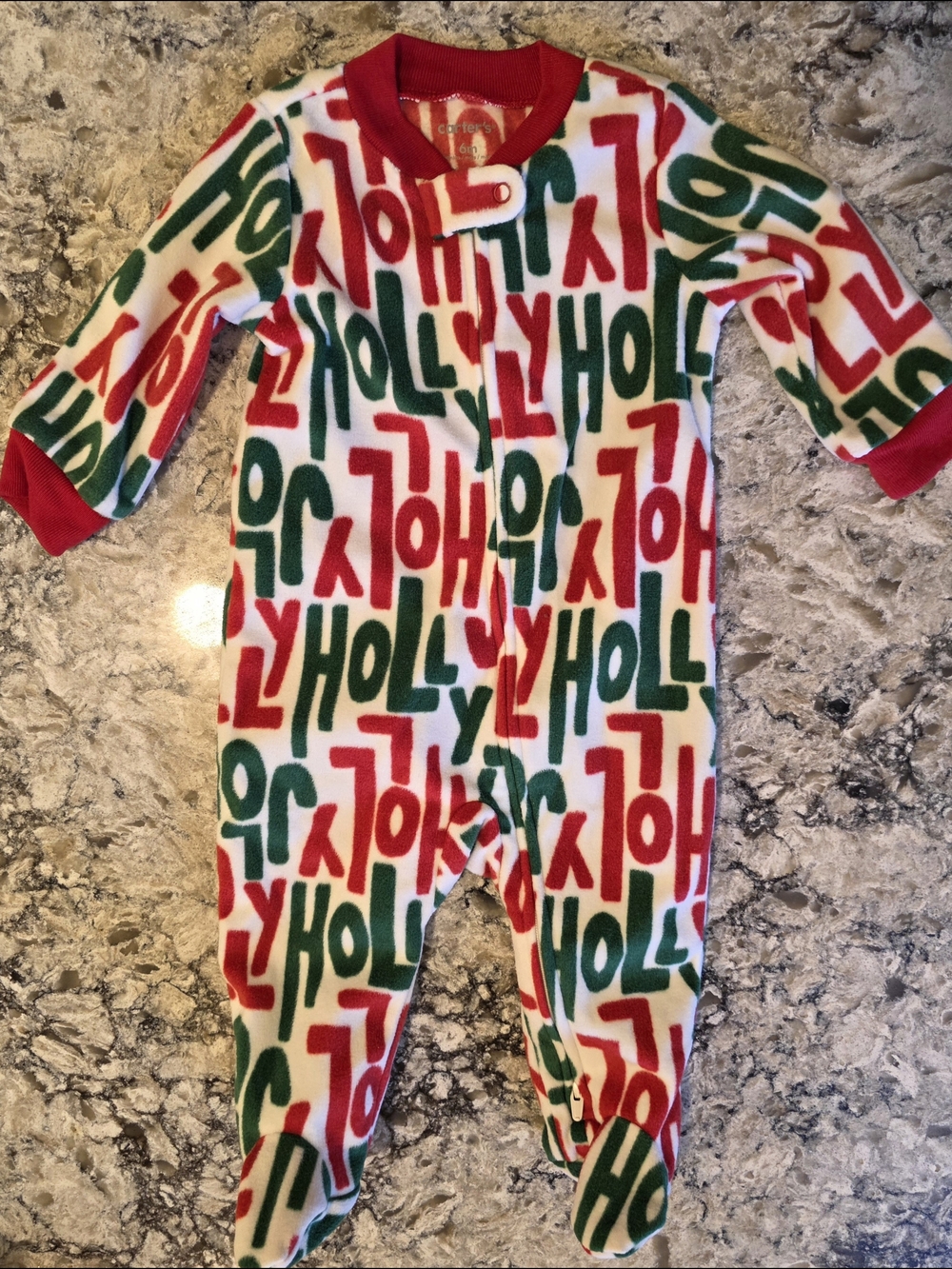 NWOT 6M Carter's Holiday Fleece Footed PJs